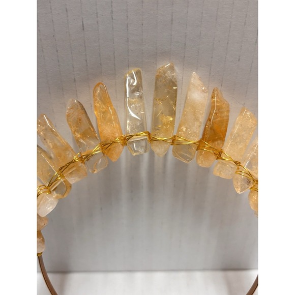 Quartz Tiara Crown Gemstones gold tone head wear Head Accesory Fairy - Picture 11 of 12